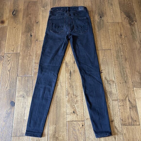 American Eagle Women's Size 4 Long Super Stretch Black High Rise Denim Jegging - Picture 6 of 8